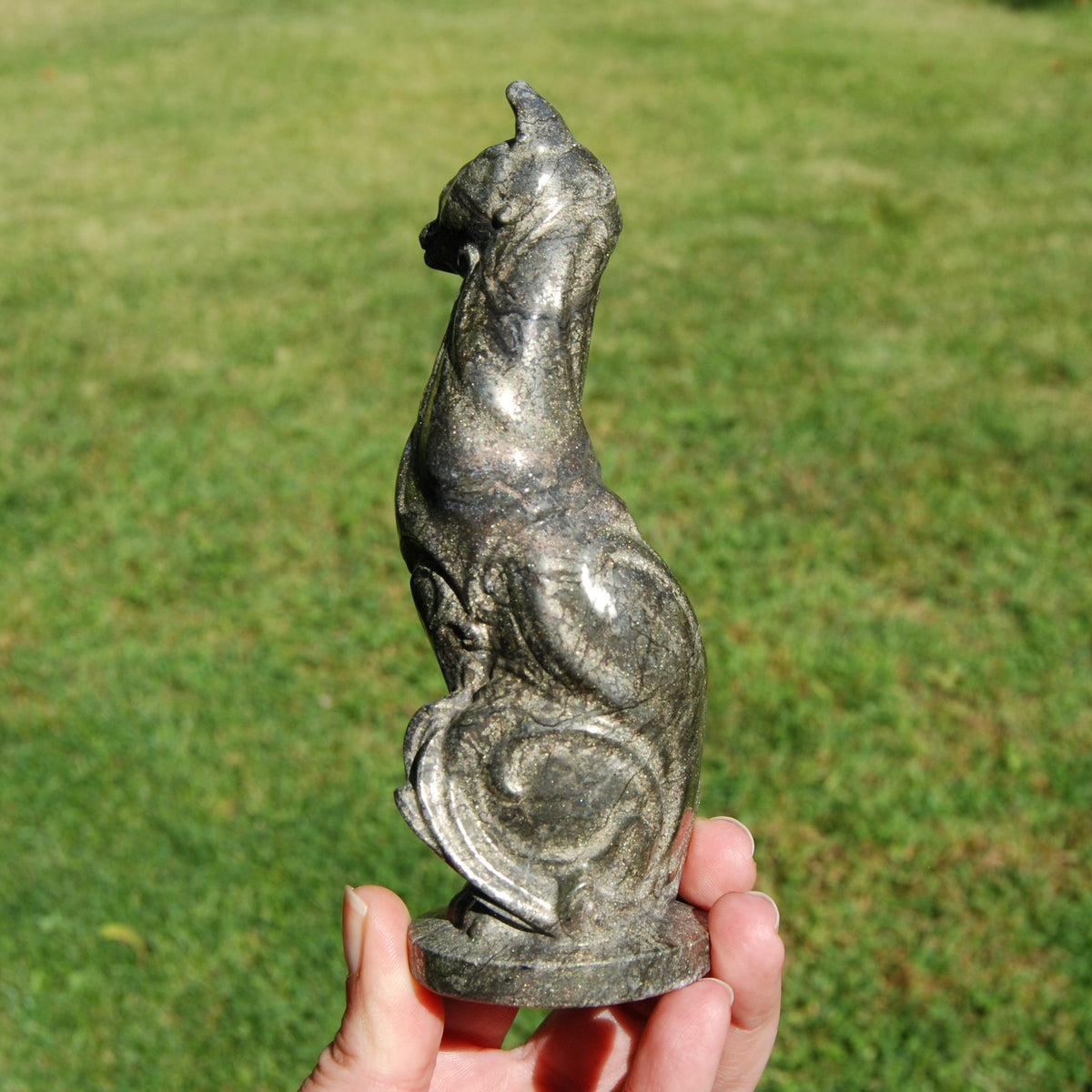 Pyrite Carved Crystal Cat