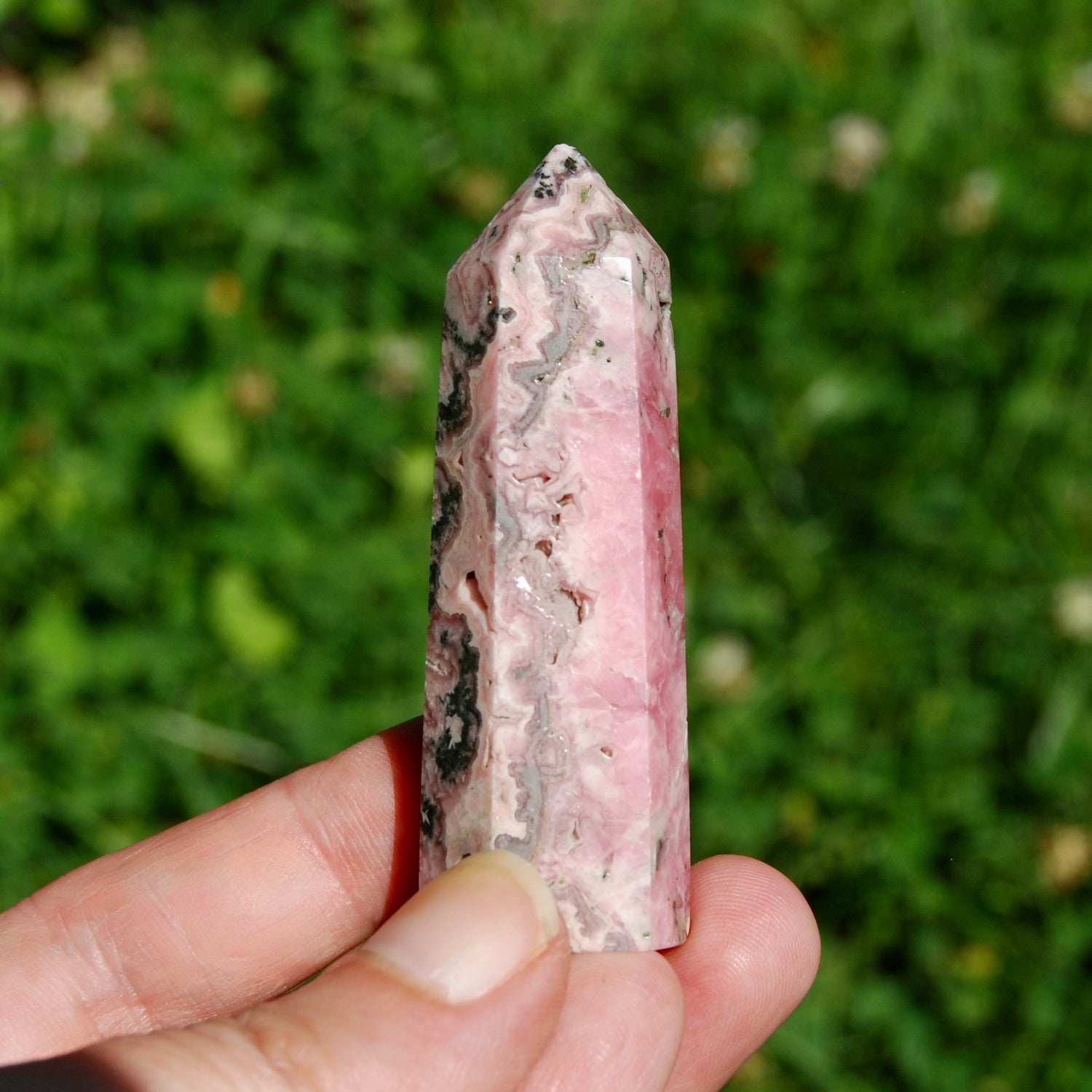 Genuine Rhodochrosite Pyrite Gemstone Tower - 2.7" 64g Manifest Love Luck, Healing Crystals, Argentina