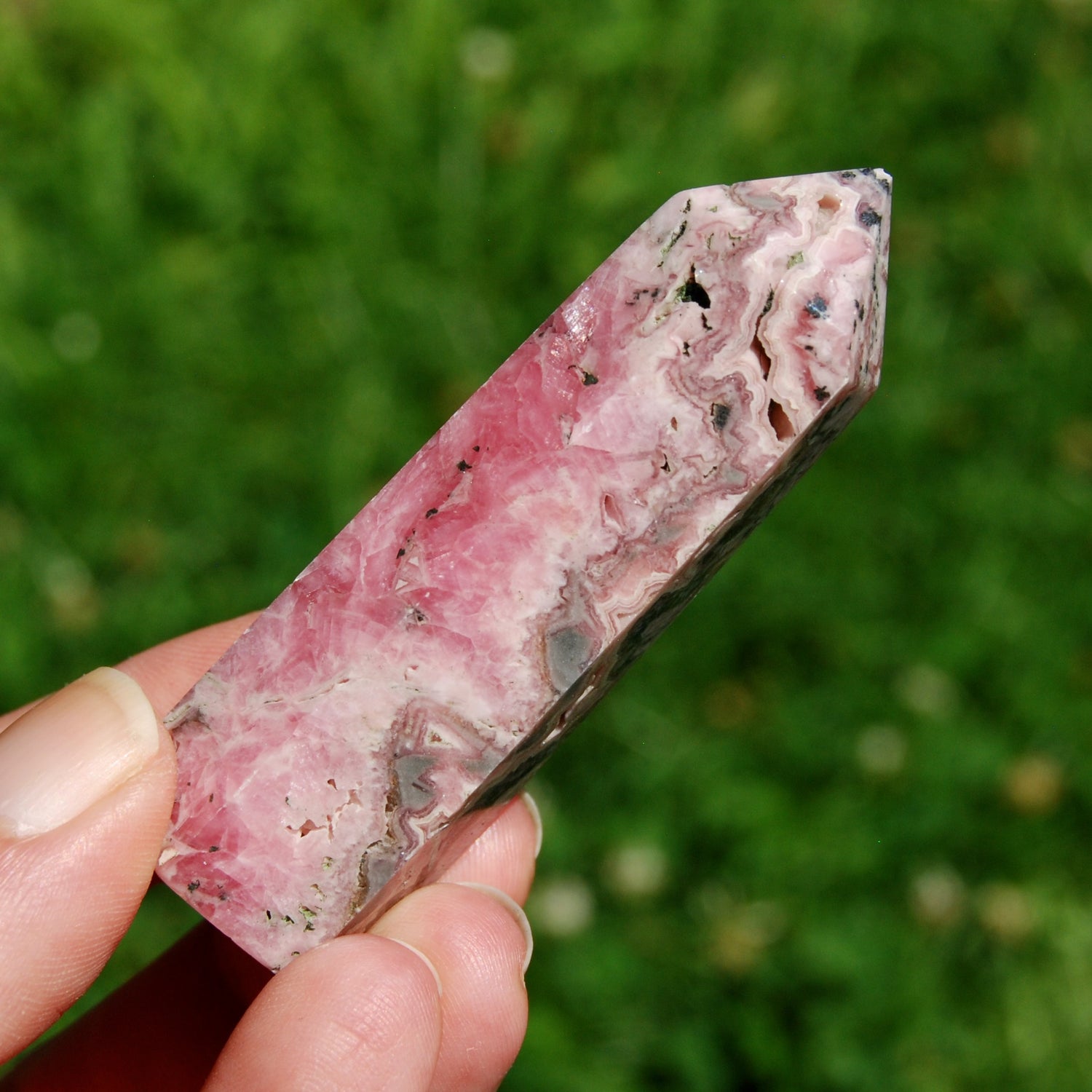 Genuine Rhodochrosite Pyrite Gemstone Tower - 2.7" 64g Manifest Love Luck, Healing Crystals, Argentina