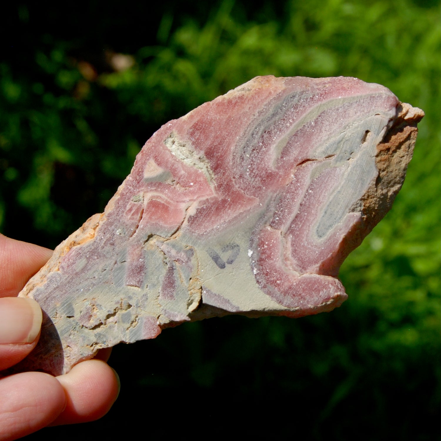 Rhodochrosite Slice with Galena & Pyrite – Polished Crystal from Argentina