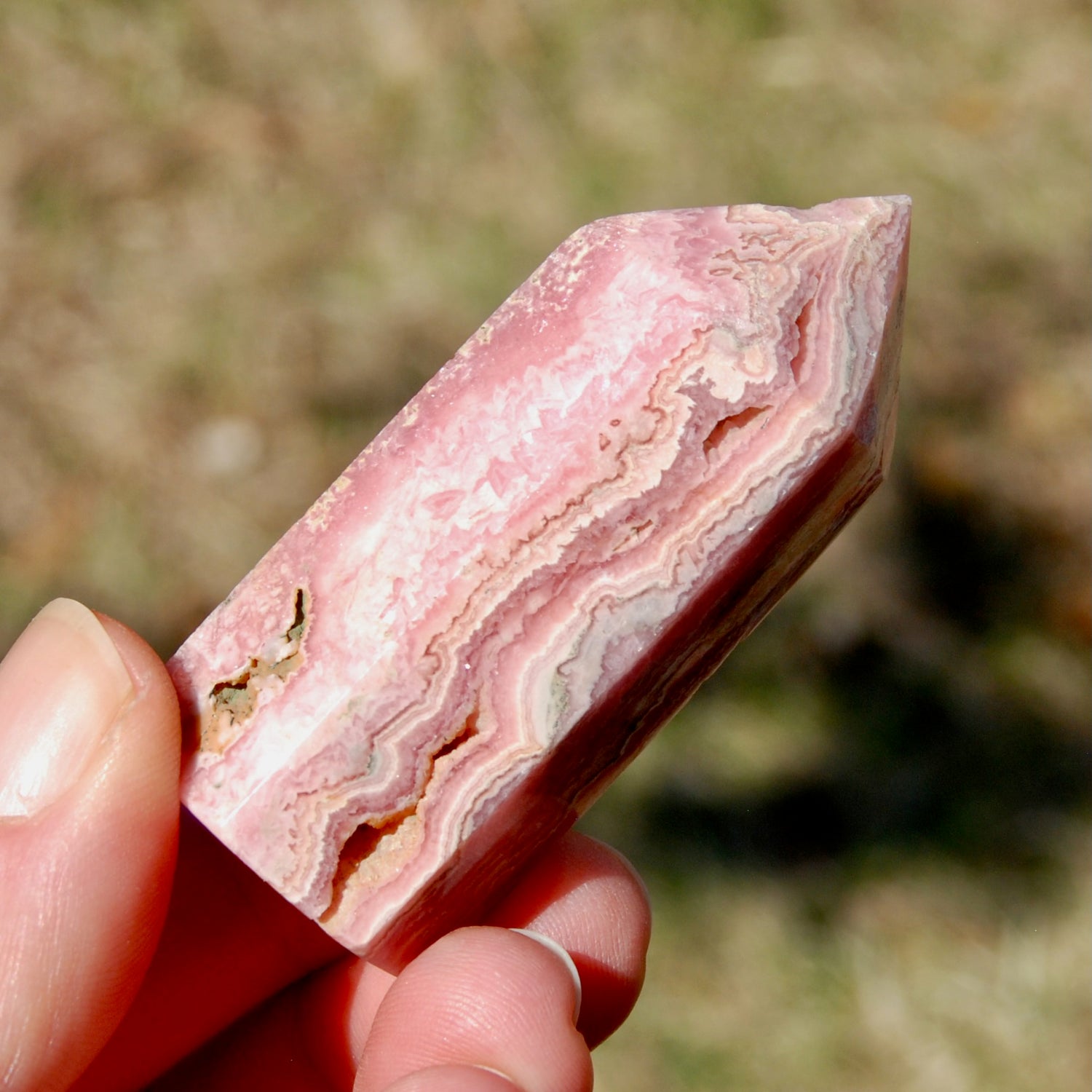 Rhodochrosite Gemstone Tower, Healing Crystals, Love Manifestation, Argentina
