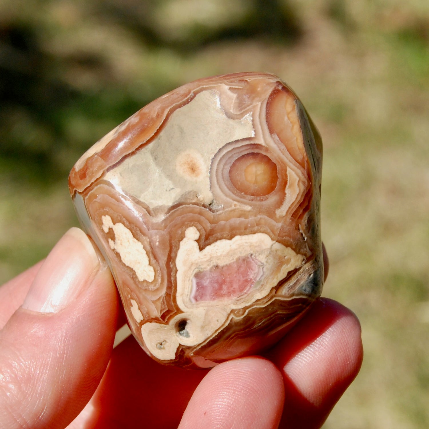 Rhodochrosite Crystal Palm Stone
