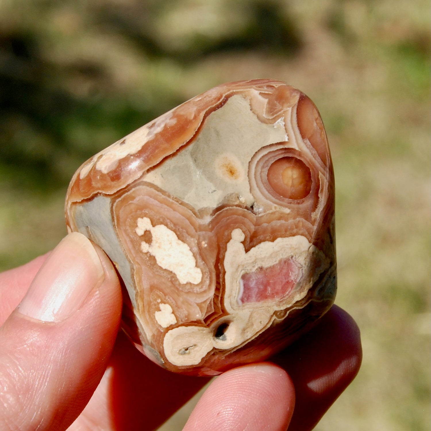 Rhodochrosite Crystal Palm Stone