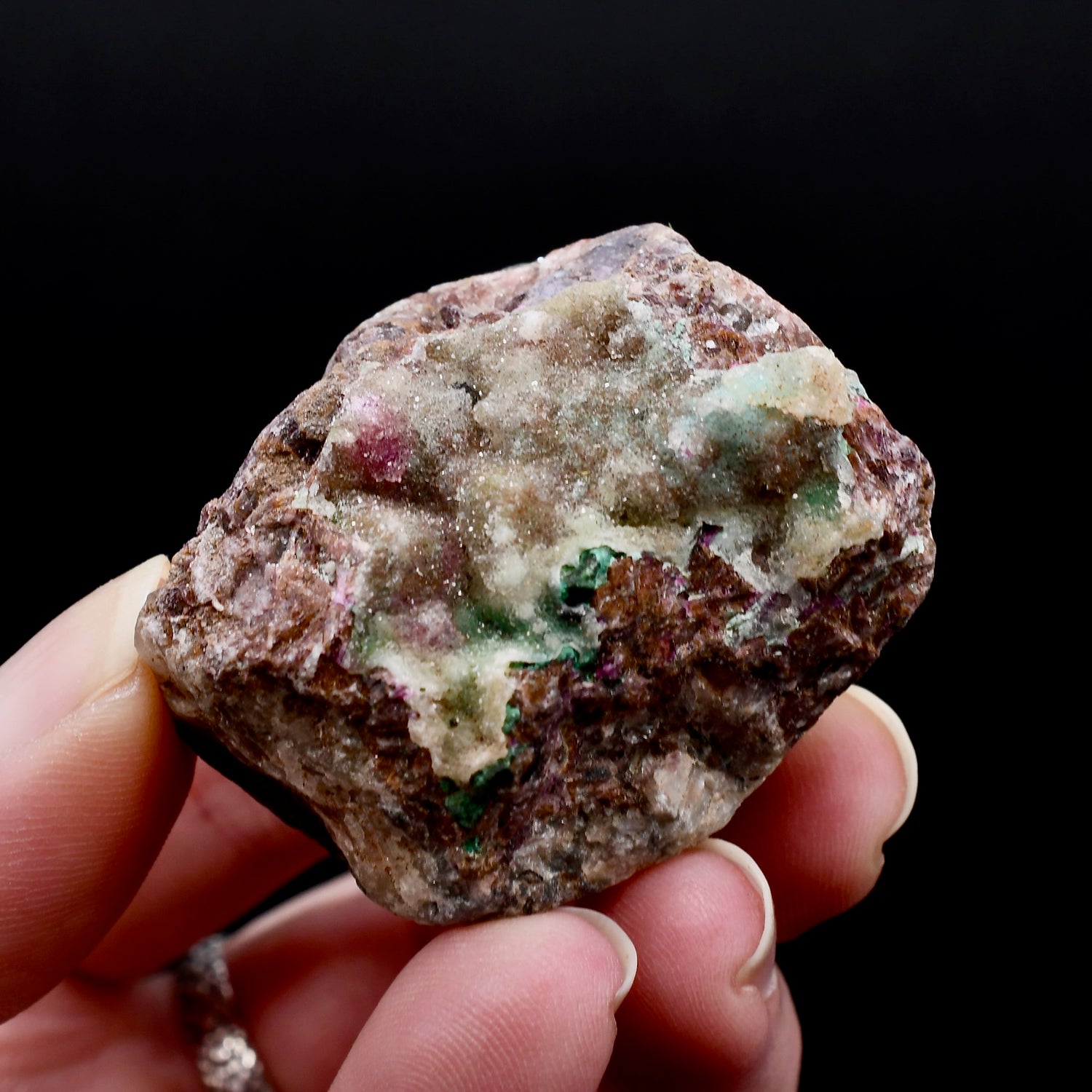 Pink Cobalto Calcite Malachite Chrysocolla Crystal Cluster