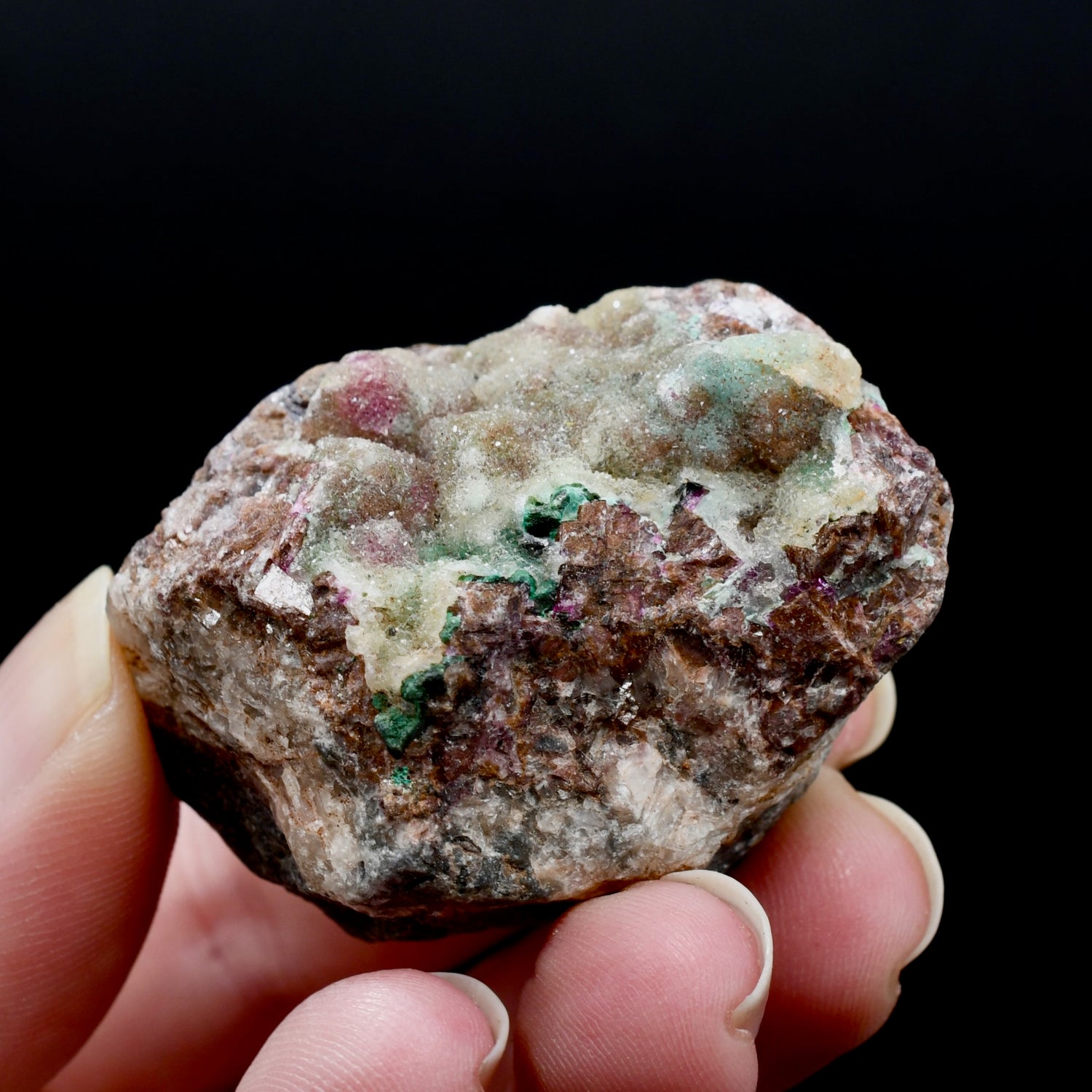 Pink Cobalto Calcite Malachite Chrysocolla Crystal Cluster