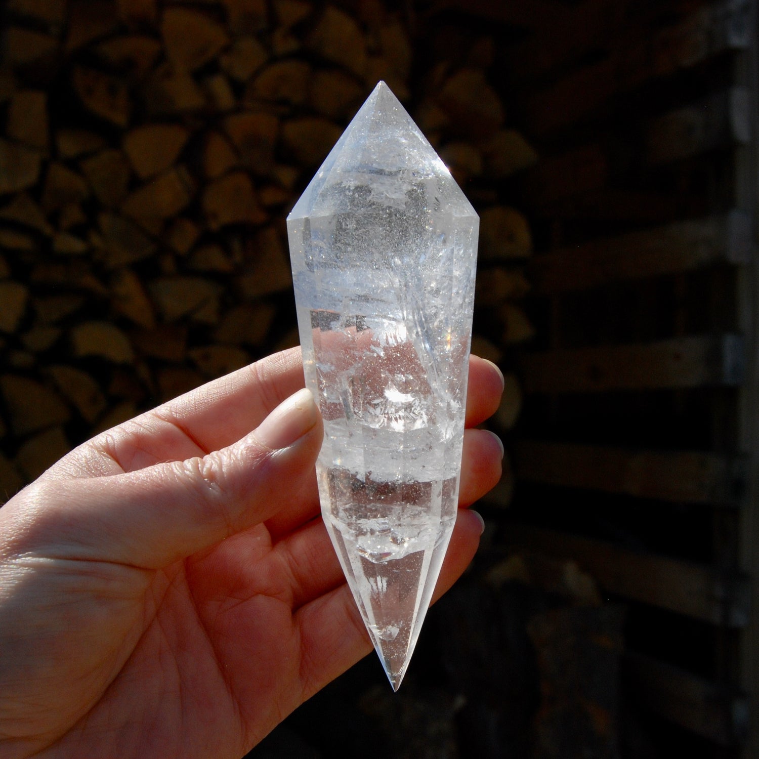 Clear Quartz Vogel Crystal – Rainbow Filled 12 Sided Healing Wand from Brazil