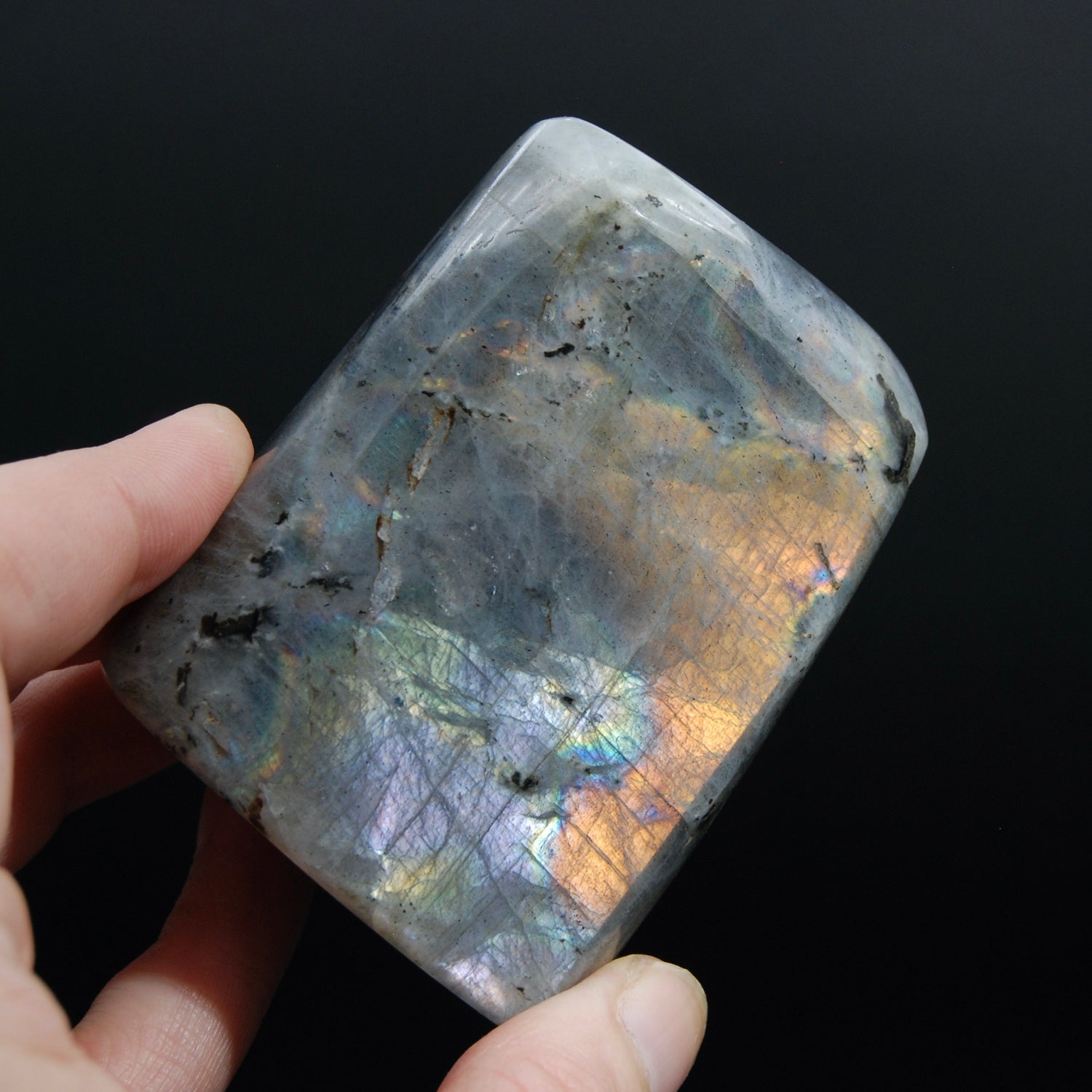 Purple Labradorite Crystal Freeform Tower, Super Flashy Spectrolite