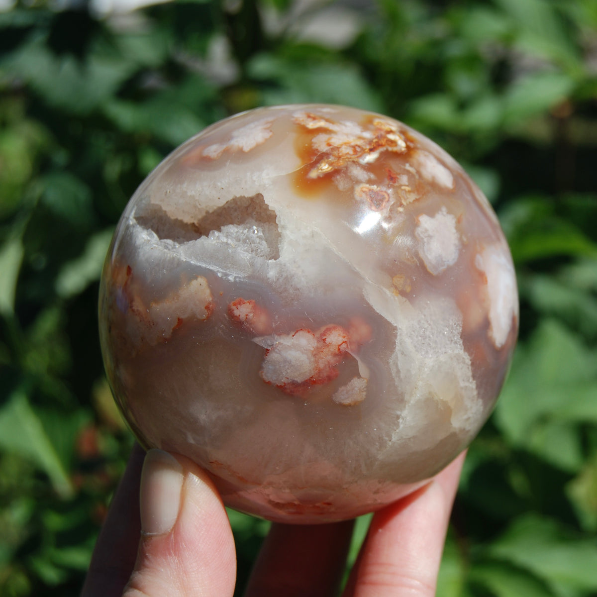 Pink Lavender Sakura Flower Agate Crystal Sphere