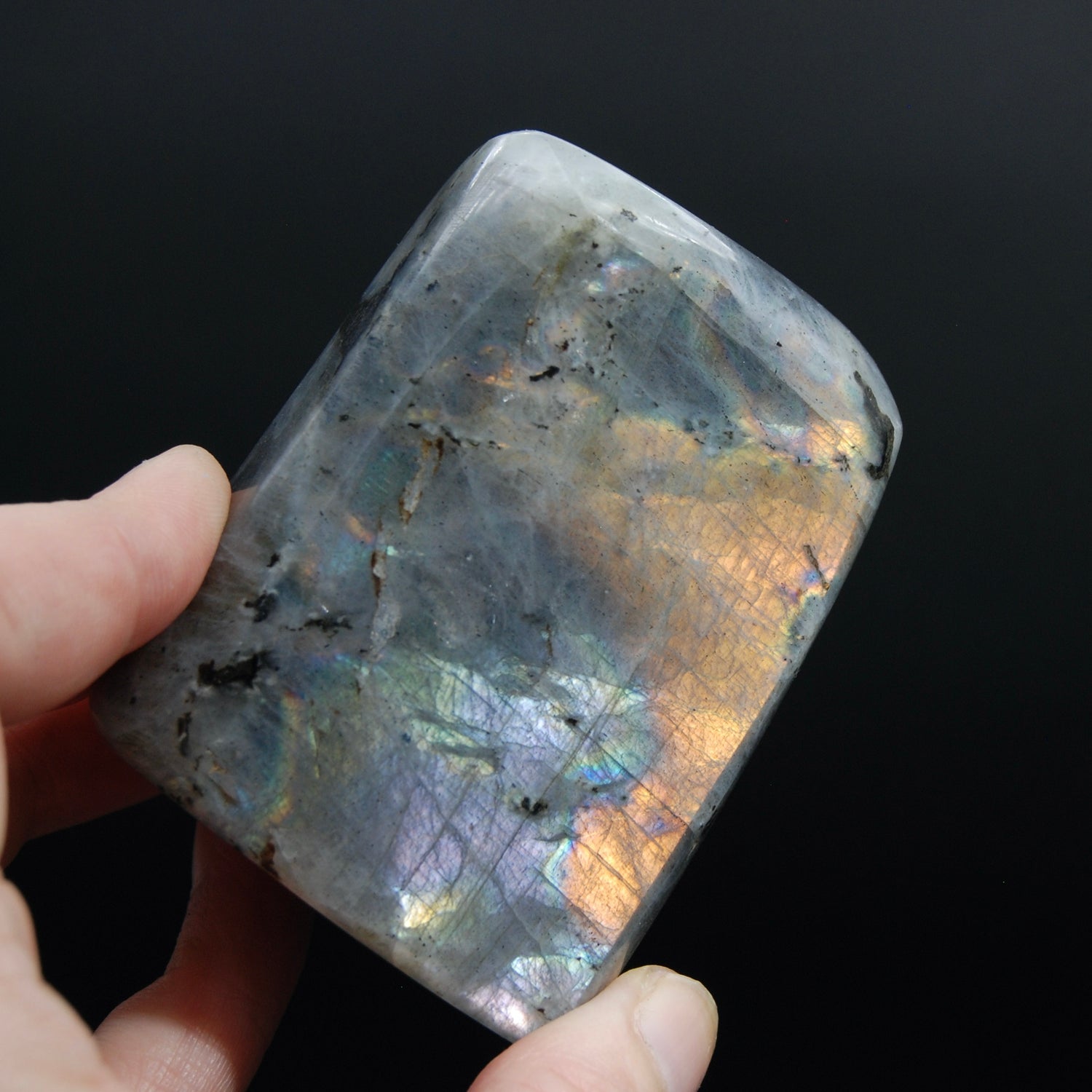 Purple Labradorite Crystal Freeform Tower, Super Flashy Spectrolite