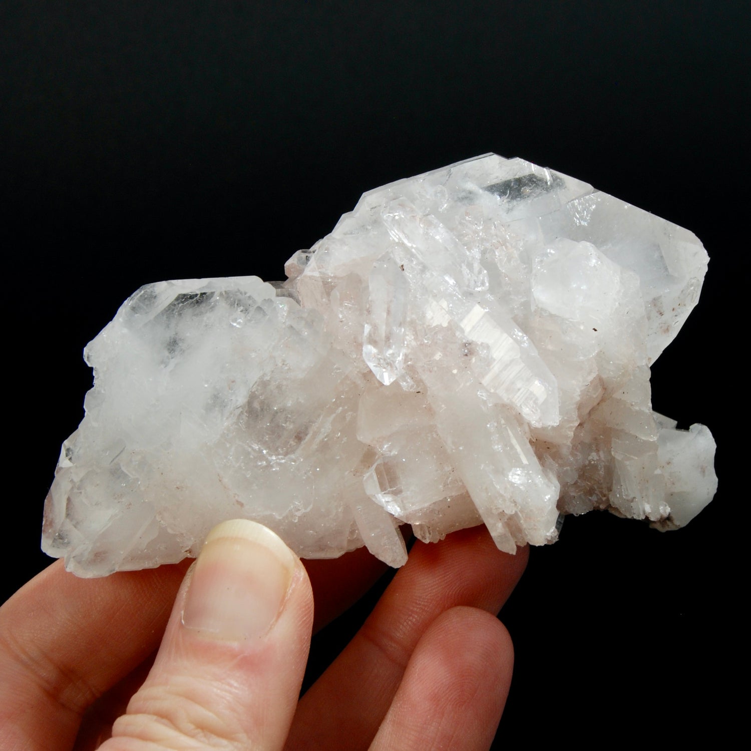 Pink Faden Quartz Crystal Cluster, Colombia