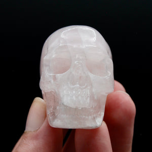 2in Rose Quartz Crystal Skull, Realistic Carved Crystal