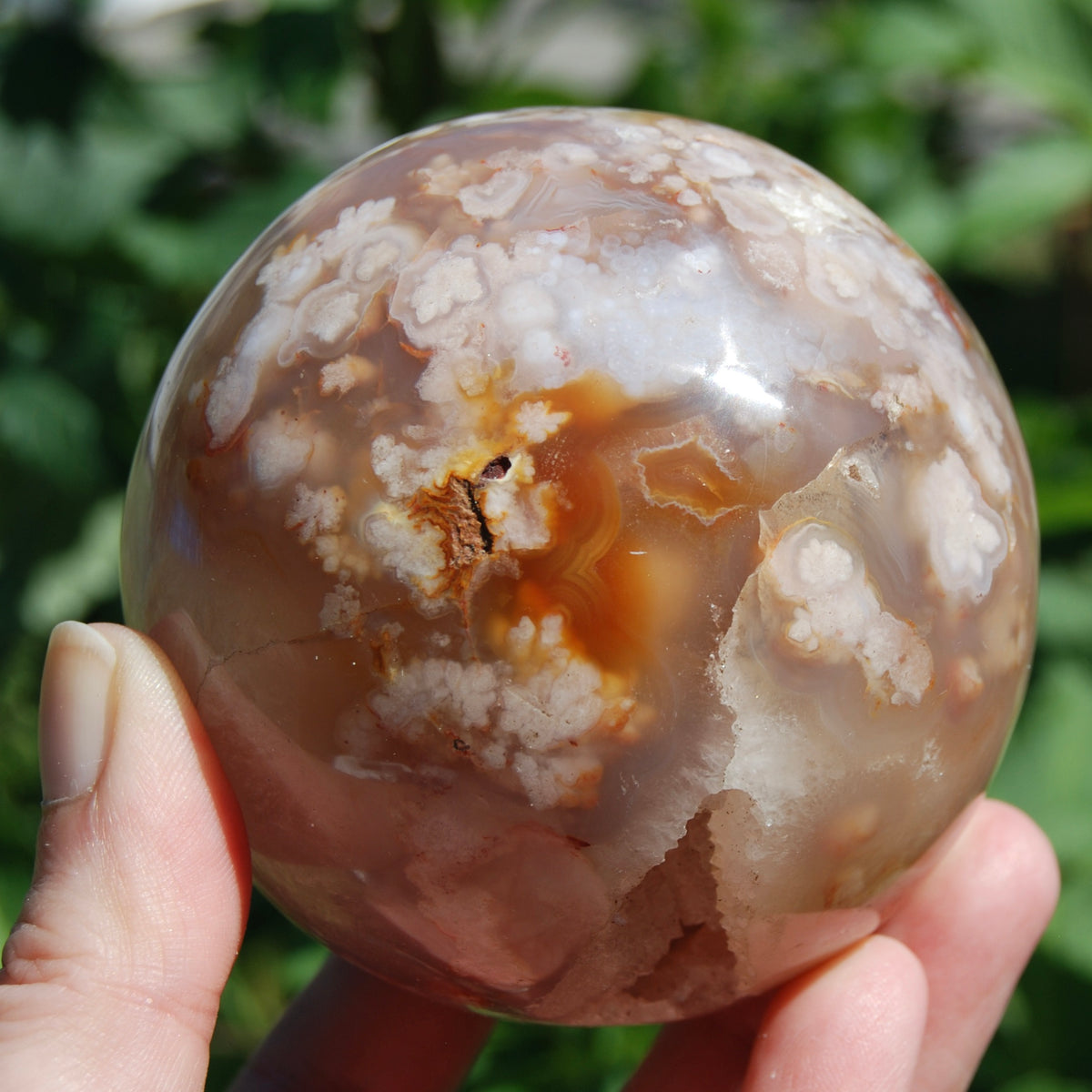 Pink Lavender Sakura Flower Agate Crystal Sphere