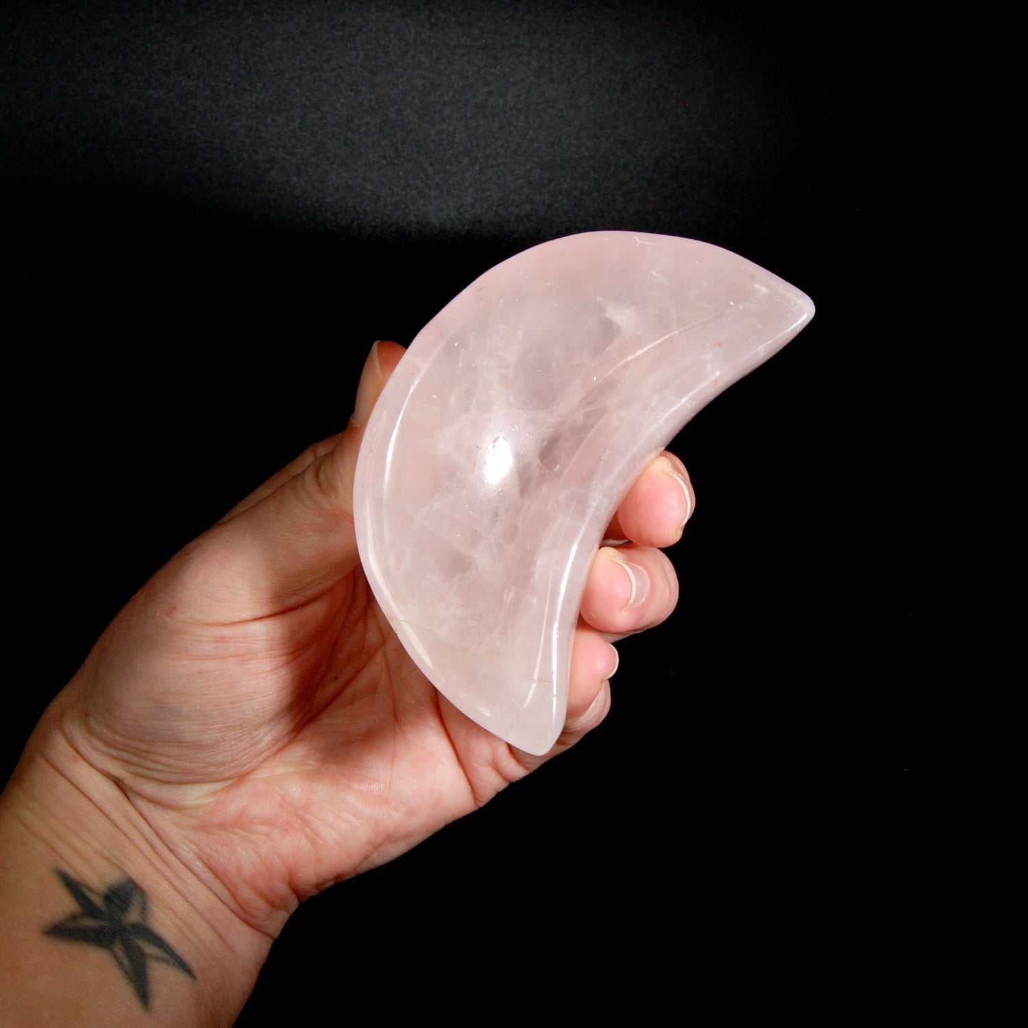 Rose Quartz Crystal Moon Bowl