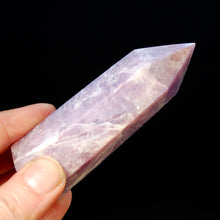 Load image into Gallery viewer, ONE 3.5in Angel Aura Lepidolite Crystal Tower, Purple Lithium Mica Crystals, Madagascar
