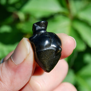 Gold Sheen Obsidian Anatomical Heart