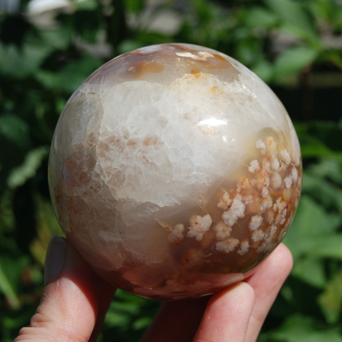 Pink Lavender Sakura Flower Agate Crystal Sphere