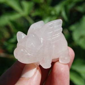 Rose Quartz Carved Crystal Flying Pig