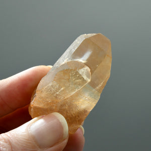 Record Keeper Tantric Twin Pink Shadow Smoky Scarlet Temple Lemurian Seed Quartz Crystal, Serra do Cabral, Brazil