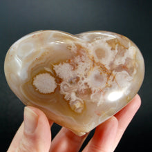 Load image into Gallery viewer, Large Sakura Flower Agate Heart Shaped Palm Stone, Madagascar
