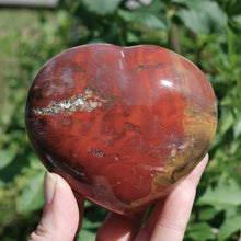 Load image into Gallery viewer, Large Petrified Wood Crystal Heart Shaped Palm Stone
