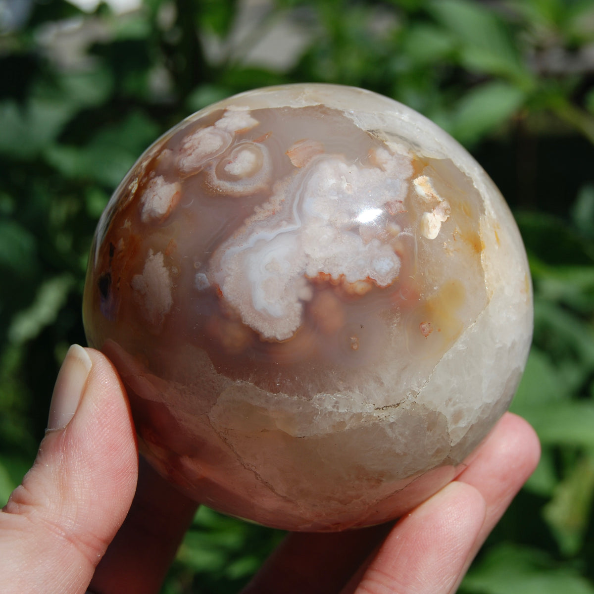 Pink Lavender Sakura Flower Agate Crystal Sphere