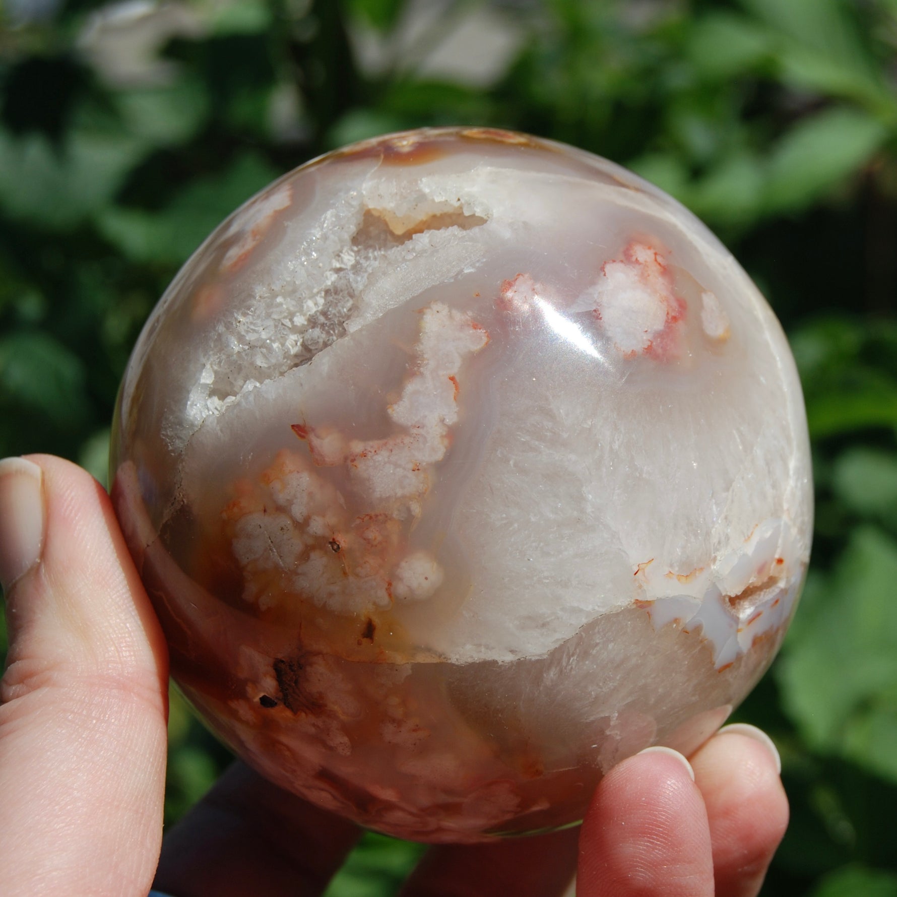 Pink Lavender Sakura Flower Agate Crystal Sphere