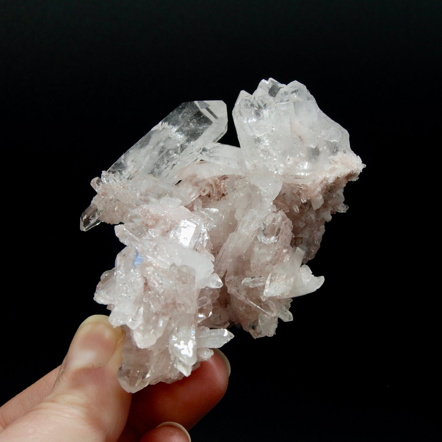 Pink Faden Quartz Crystal Cluster, Colombia