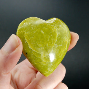 Serpentine Crystal Heart Shaped Palm Stone, Pakistan
