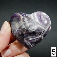 Load image into Gallery viewer, YOU CHOOSE Chevron Amethyst Carved Crystal Heart Shaped Palm Stones, Zambia
