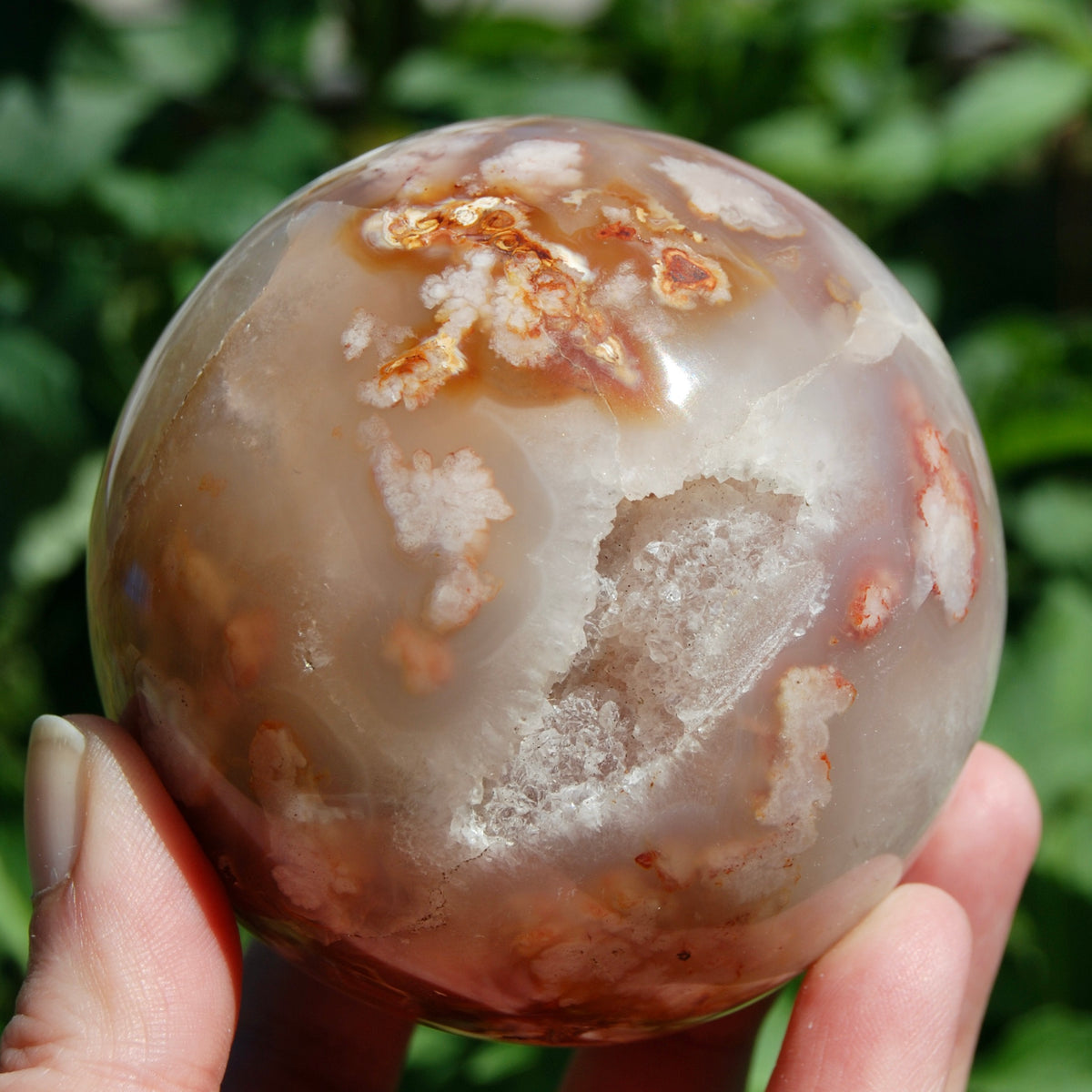 Pink Lavender Sakura Flower Agate Crystal Sphere
