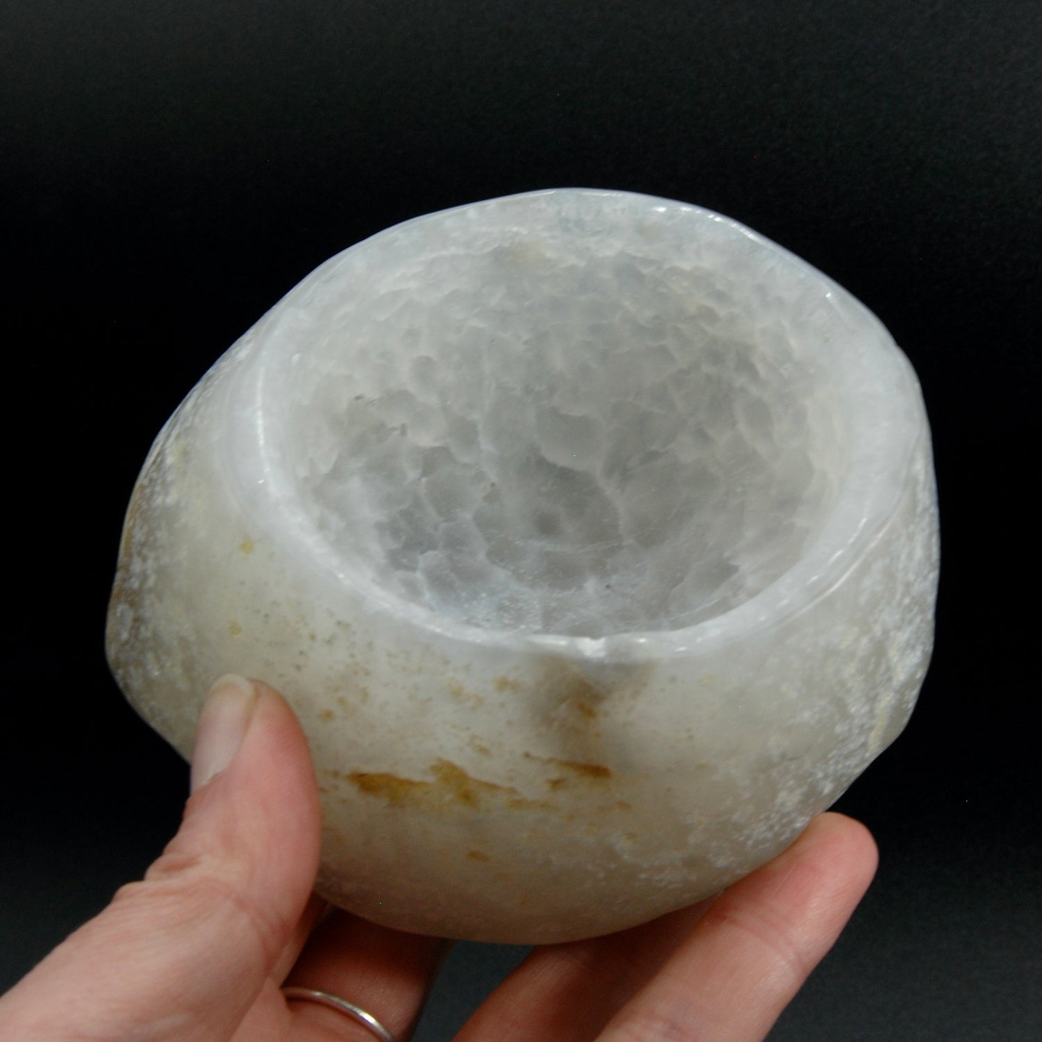 Natural Crystalline Agate Carved Crystal Freeform Bowl