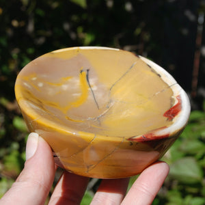 SALE was 59.99 | 1lb Mookaite Jasper Crystal Bowl, Yellow Cream Red Mookaite