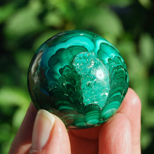 Natural Malachite Crystal Sphere, Congo