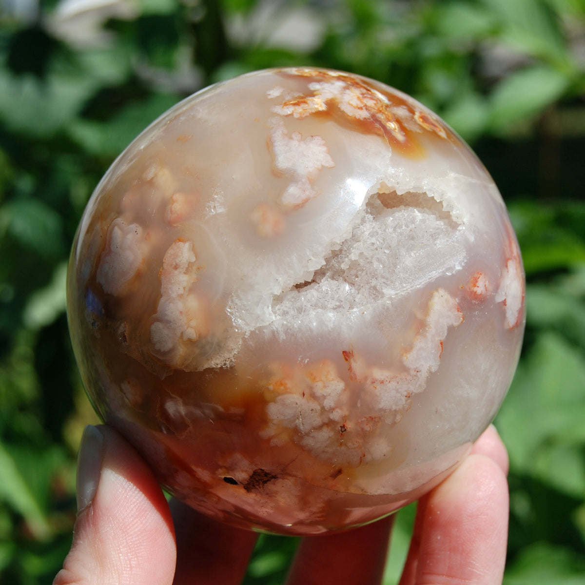 Pink Lavender Sakura Flower Agate Crystal Sphere