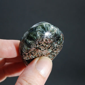 Flashy Seraphinite Crystal Palm Stone, Russia