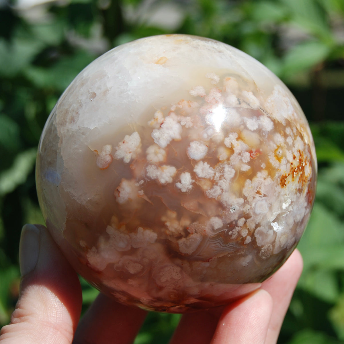 Pink Lavender Sakura Flower Agate Crystal Sphere