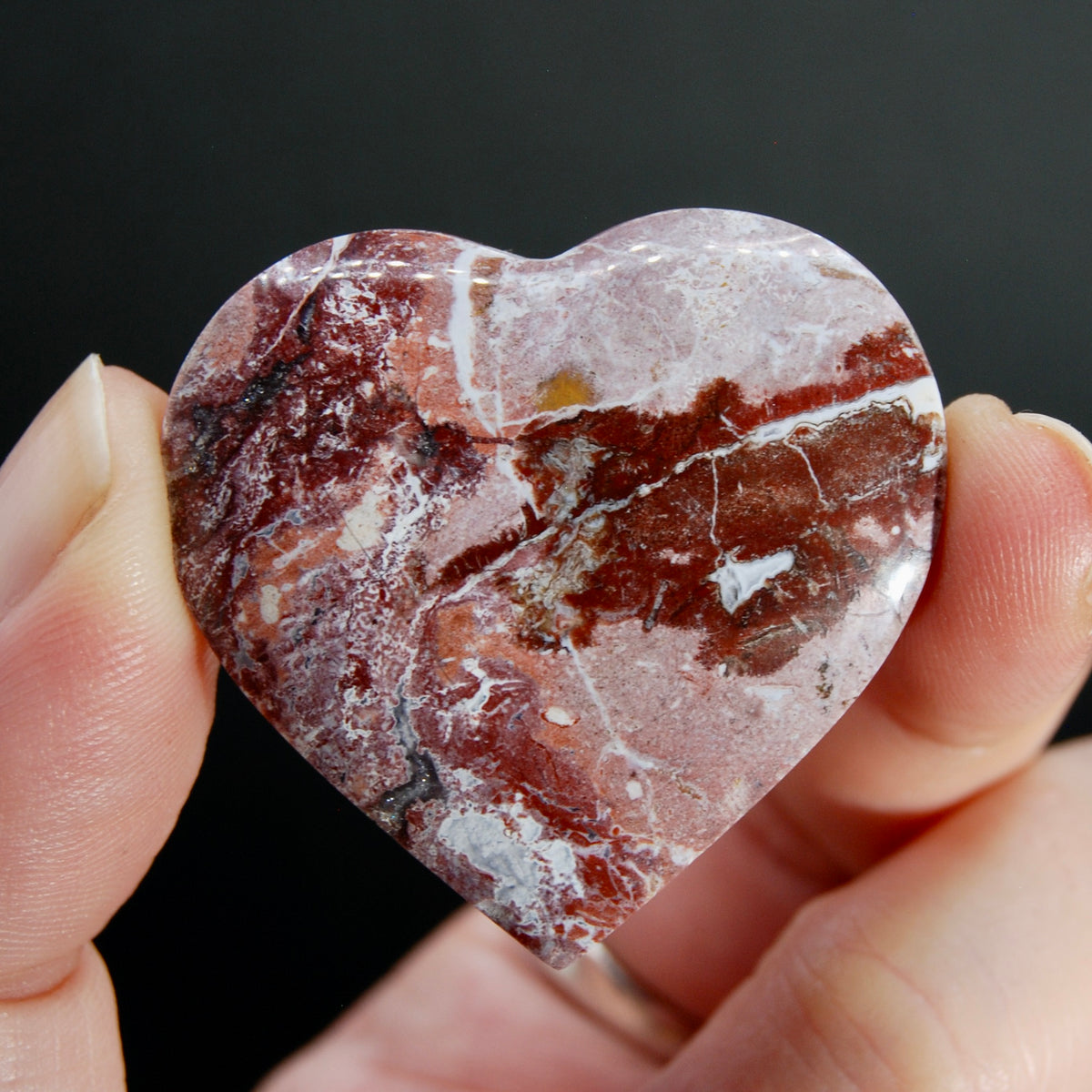 Pink Jasper Crystal Heart Cabochon