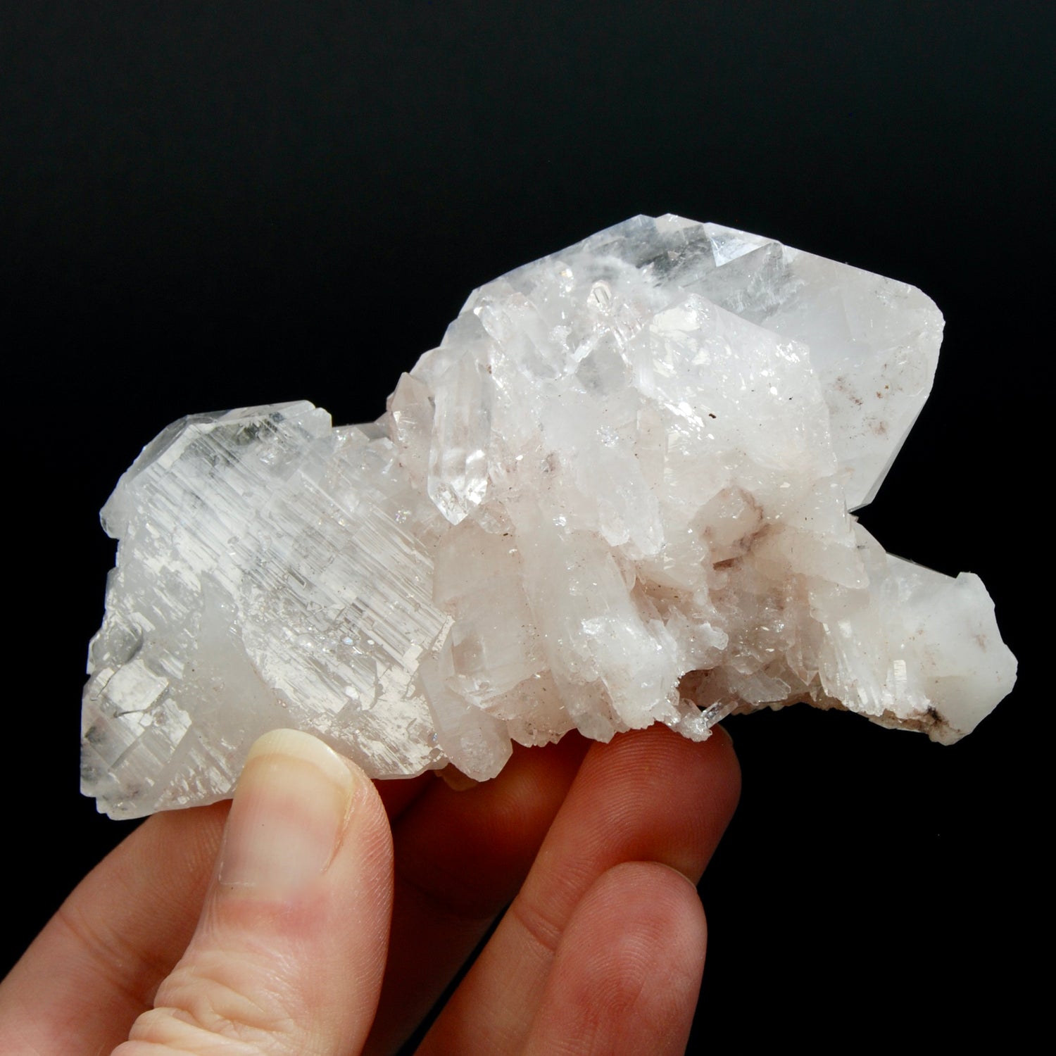 Pink Faden Quartz Crystal Cluster, Colombia