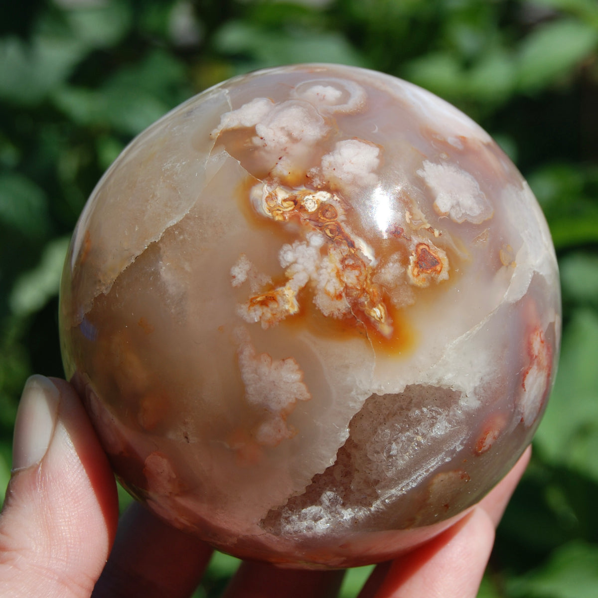 Pink Lavender Sakura Flower Agate Crystal Sphere