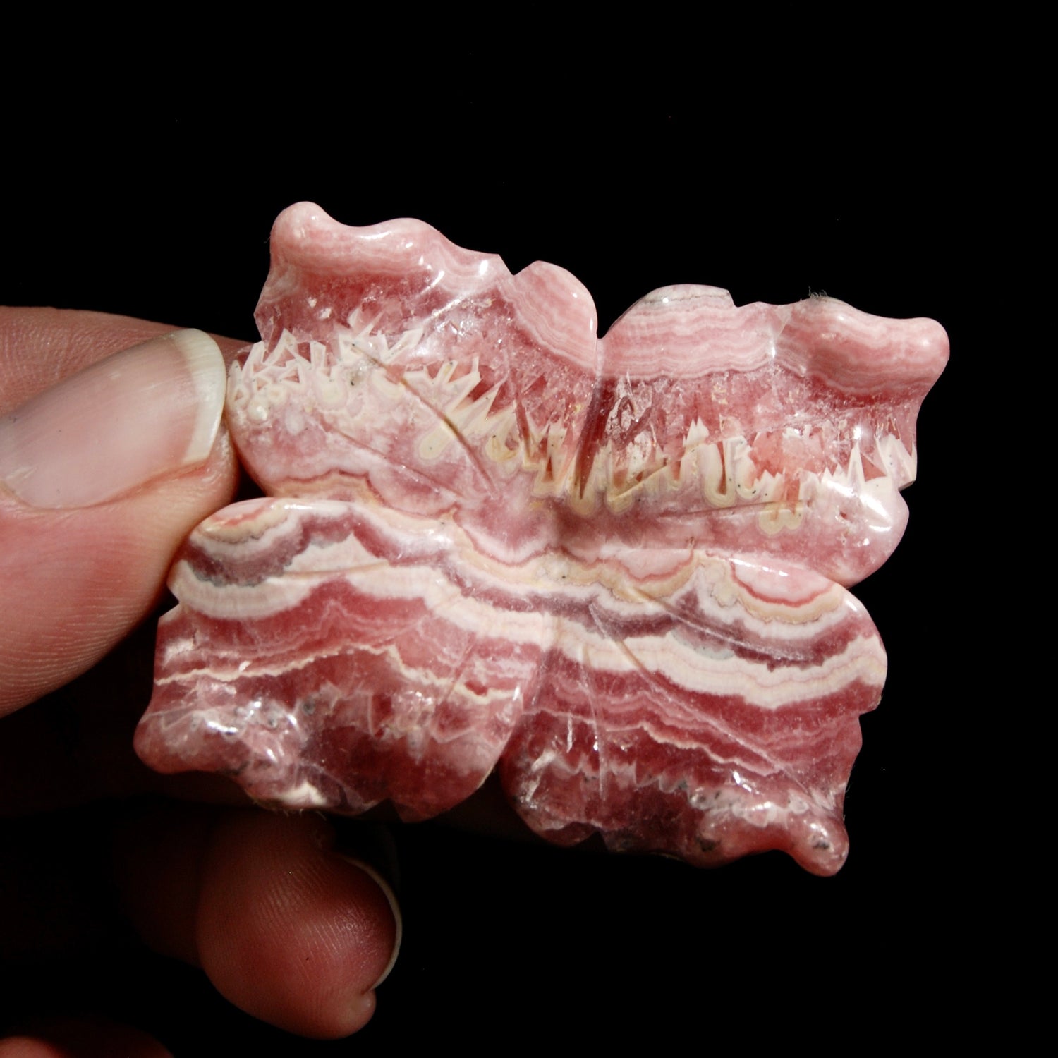 Genuine Rhodochrosite Carved Crystal Crystal Flower, Argentina