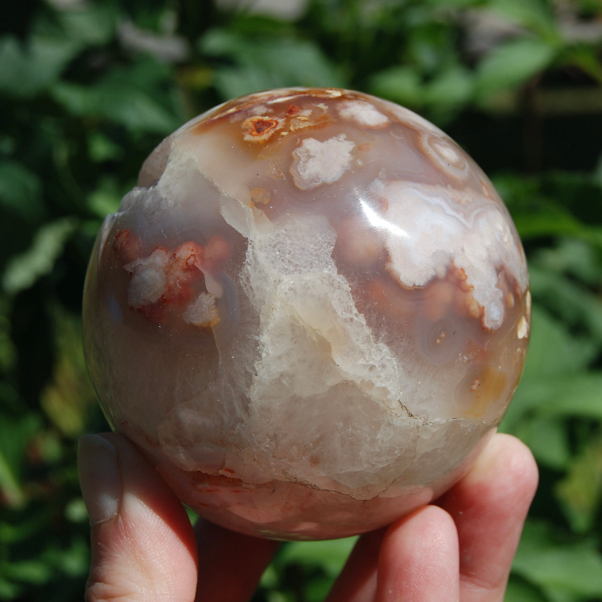 Pink Lavender Sakura Flower Agate Crystal Sphere