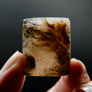 32mm Dendritic Graveyard Plume Agate Cabochon, Rectangle Indonesian Agate Cab #a6