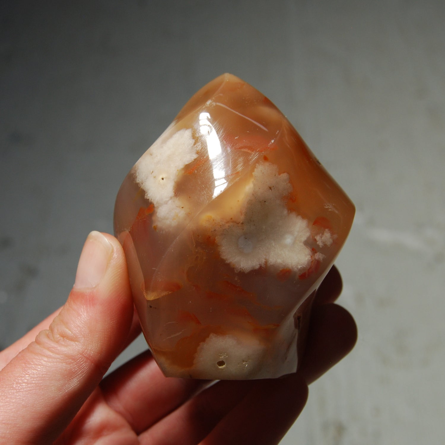 Flower Agate Carved Crystal Flame