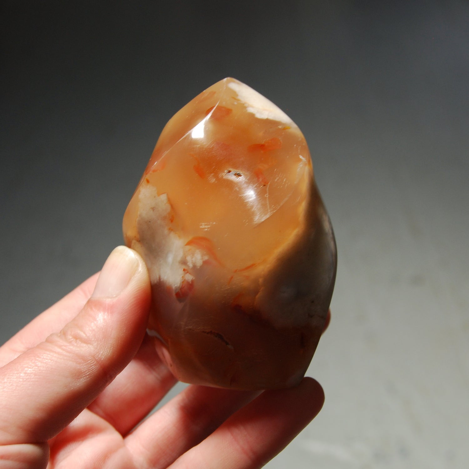 Flower Agate Carved Crystal Flame