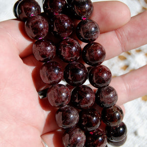 Garnet Beaded Power Bracelet Large 12mm Natural Gemstone Beads
