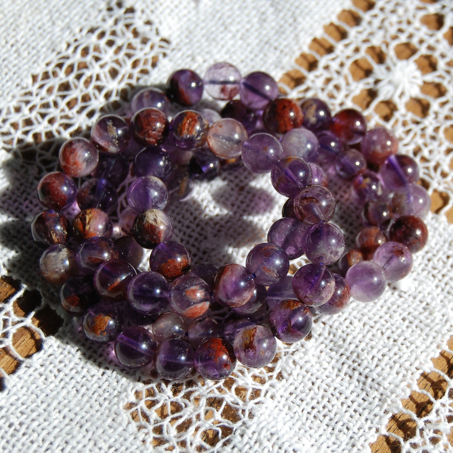 Super Seven Cacoxenite Beaded Power Bracelet 8mm or 10mm Natural Gemstone Beads