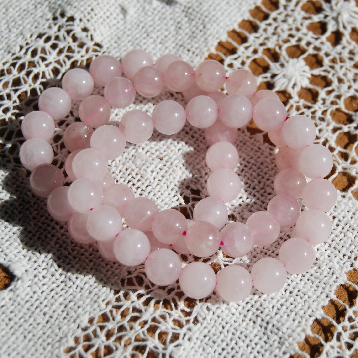 Rose Quartz Crystal Beaded Bracelet, Large 10mm or 8mm Natural Gemstone Beads