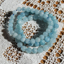 Load image into Gallery viewer, Aquamarine Beaded Power Bracelet 8mm Natural Gemstone Beads
