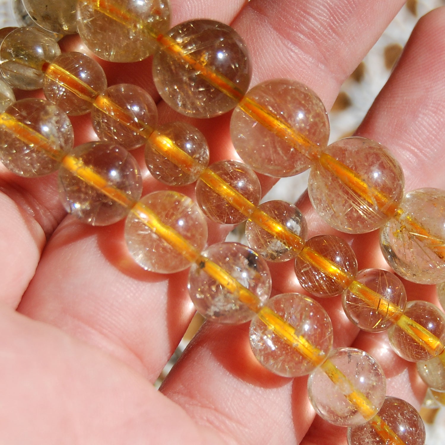 AAA Gold Rutilated Quartz Beaded Power Bracelet
