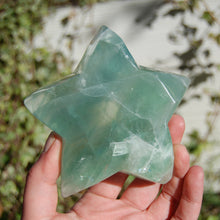 Load image into Gallery viewer, Large 1.3lb Green Fluorite Crystal Star Shaped Bowl
